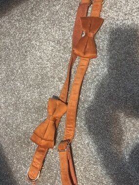 Rust Orange Bow Tie Suspenders Set